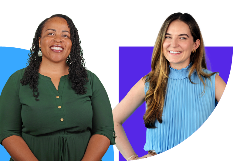 Two women smiling
