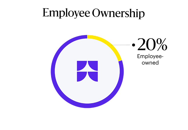 Pie chart representing 20% employee owned